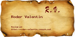 Roder Valentin névjegykártya
